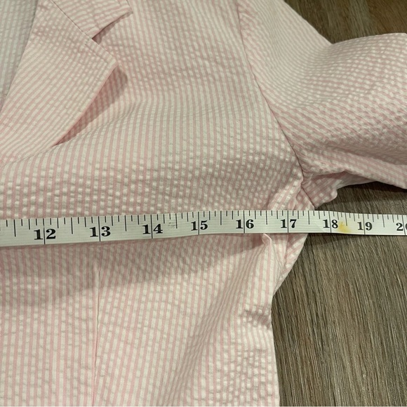 Vtg Lauren Ralph Lauren Blazer Women’s Small Petite Pink Seersucker Stretch - Picture 6 of 8
